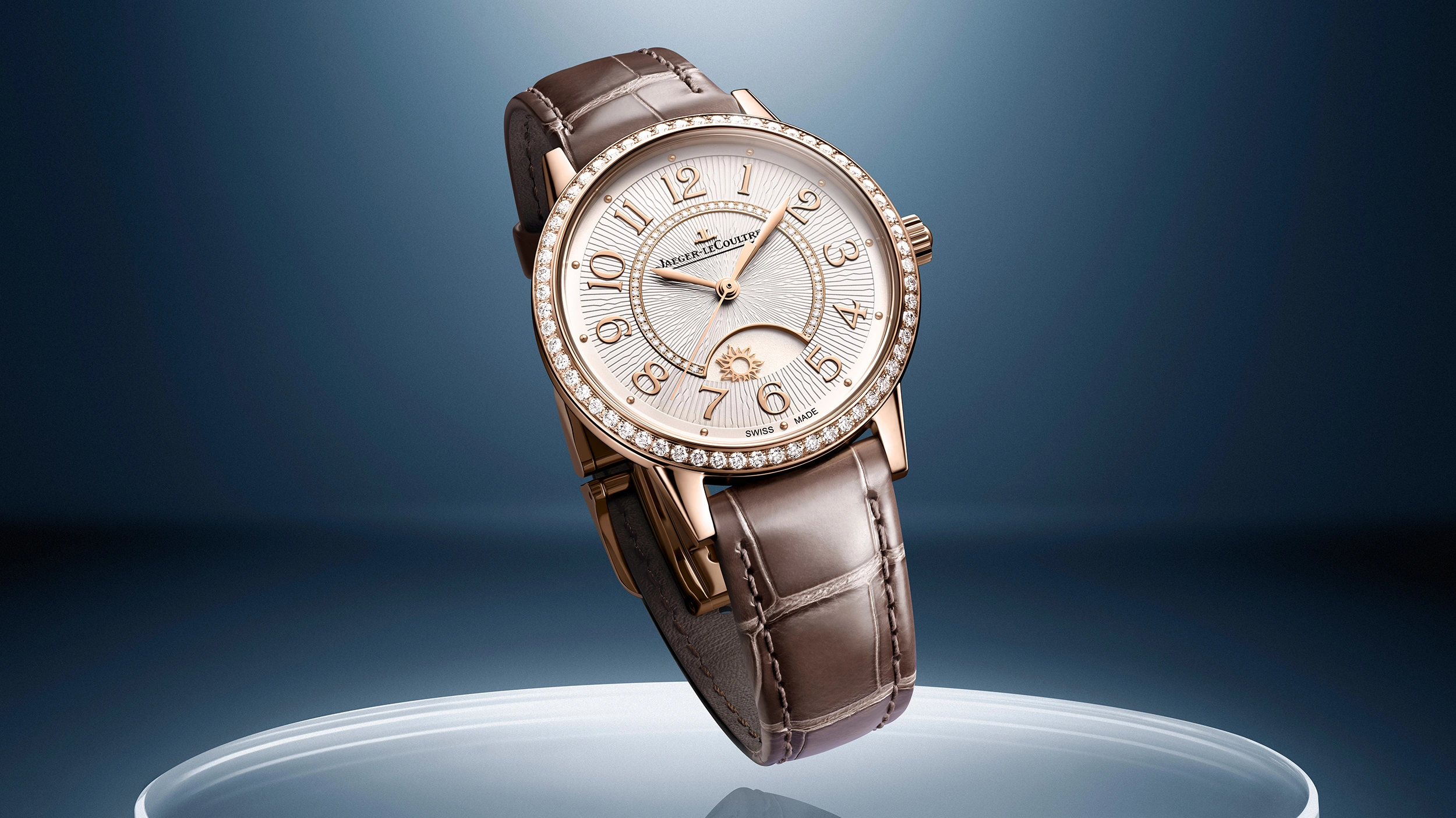 Interchangeable alligator leather strap close-up