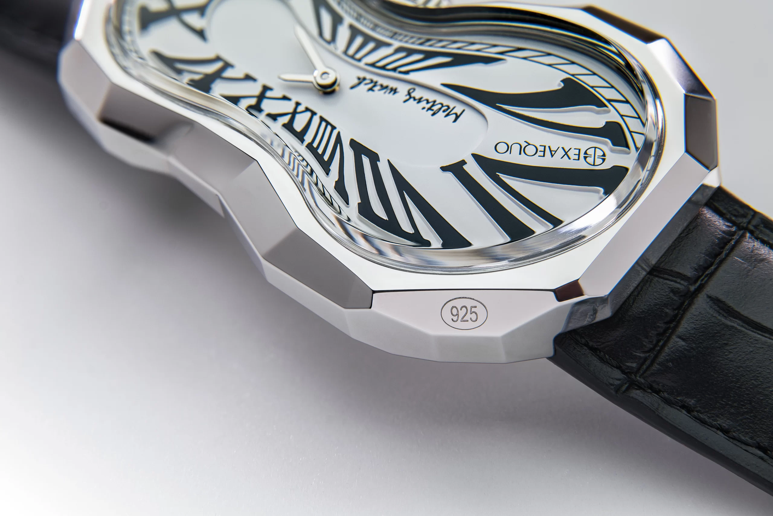 Sterling silver Polyhedron watch white dial