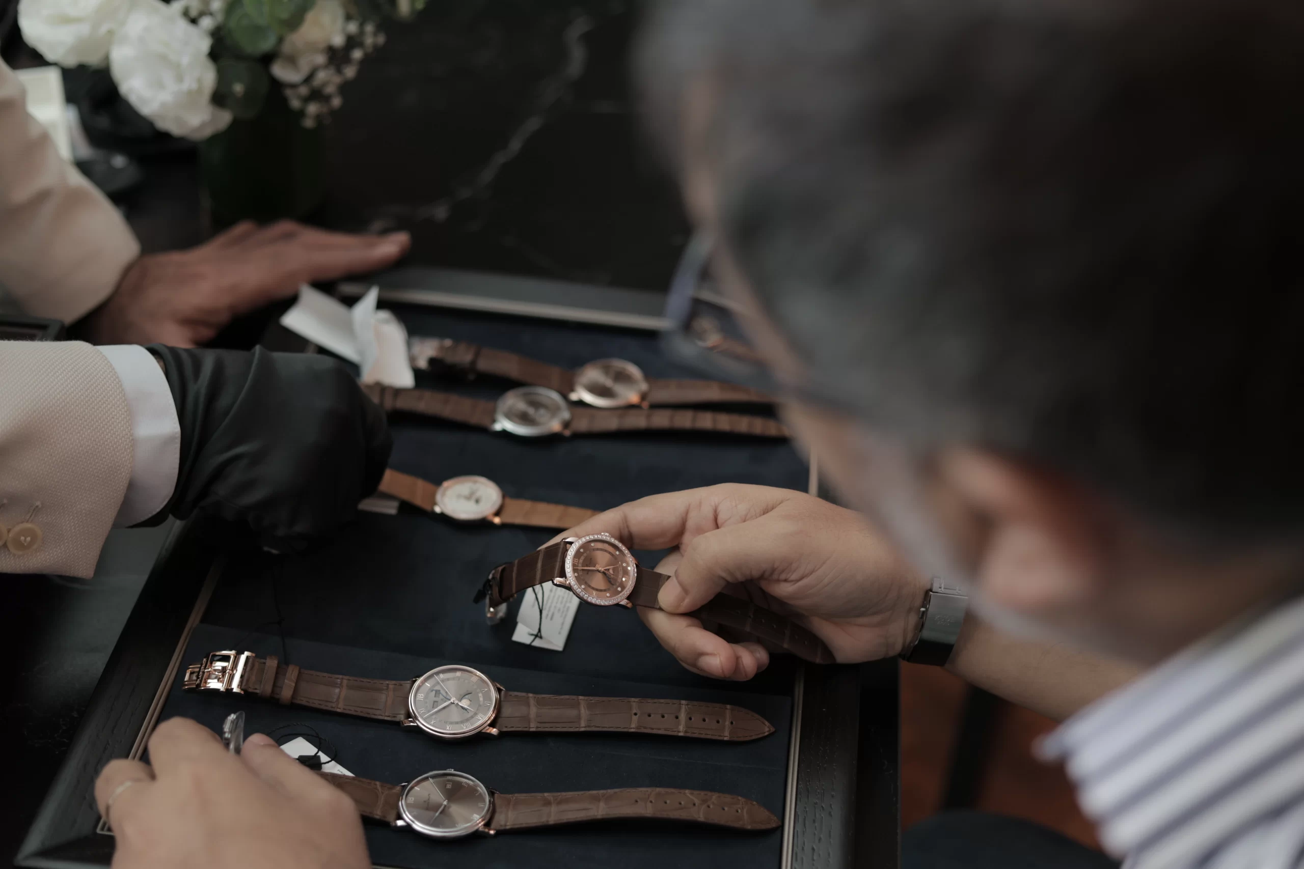 Guests exploring Blancpain watches at exhibition