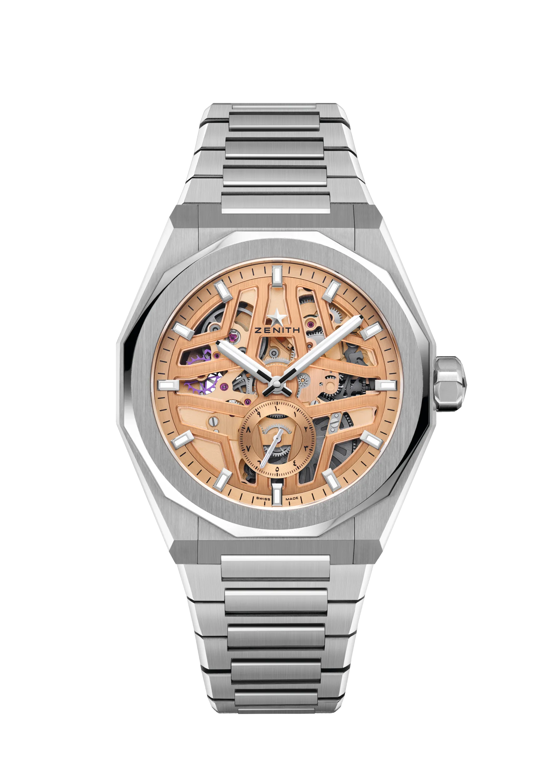 Stainless steel twelve-facet bezel close-up