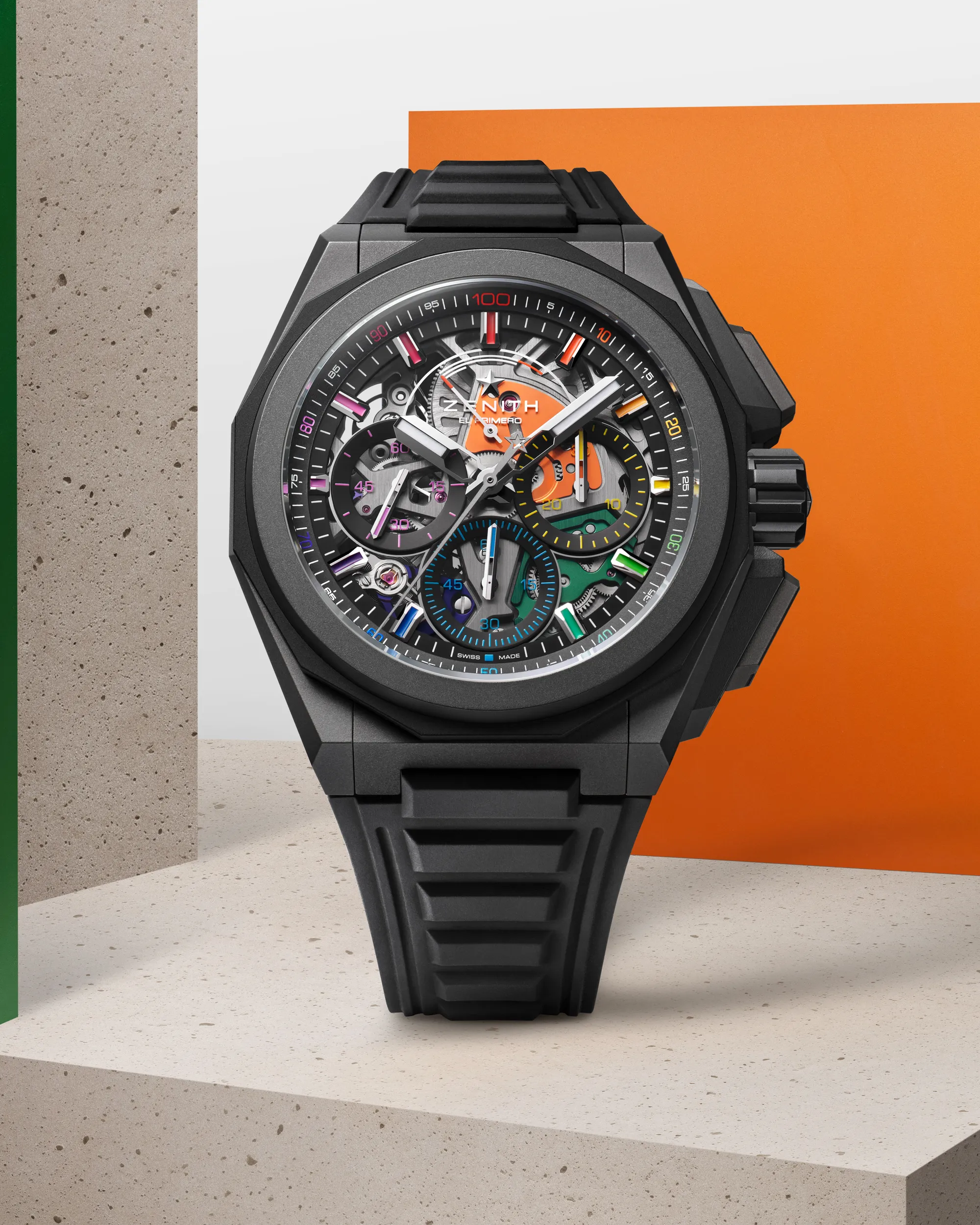 Titanium case and black ceramic bezel detail