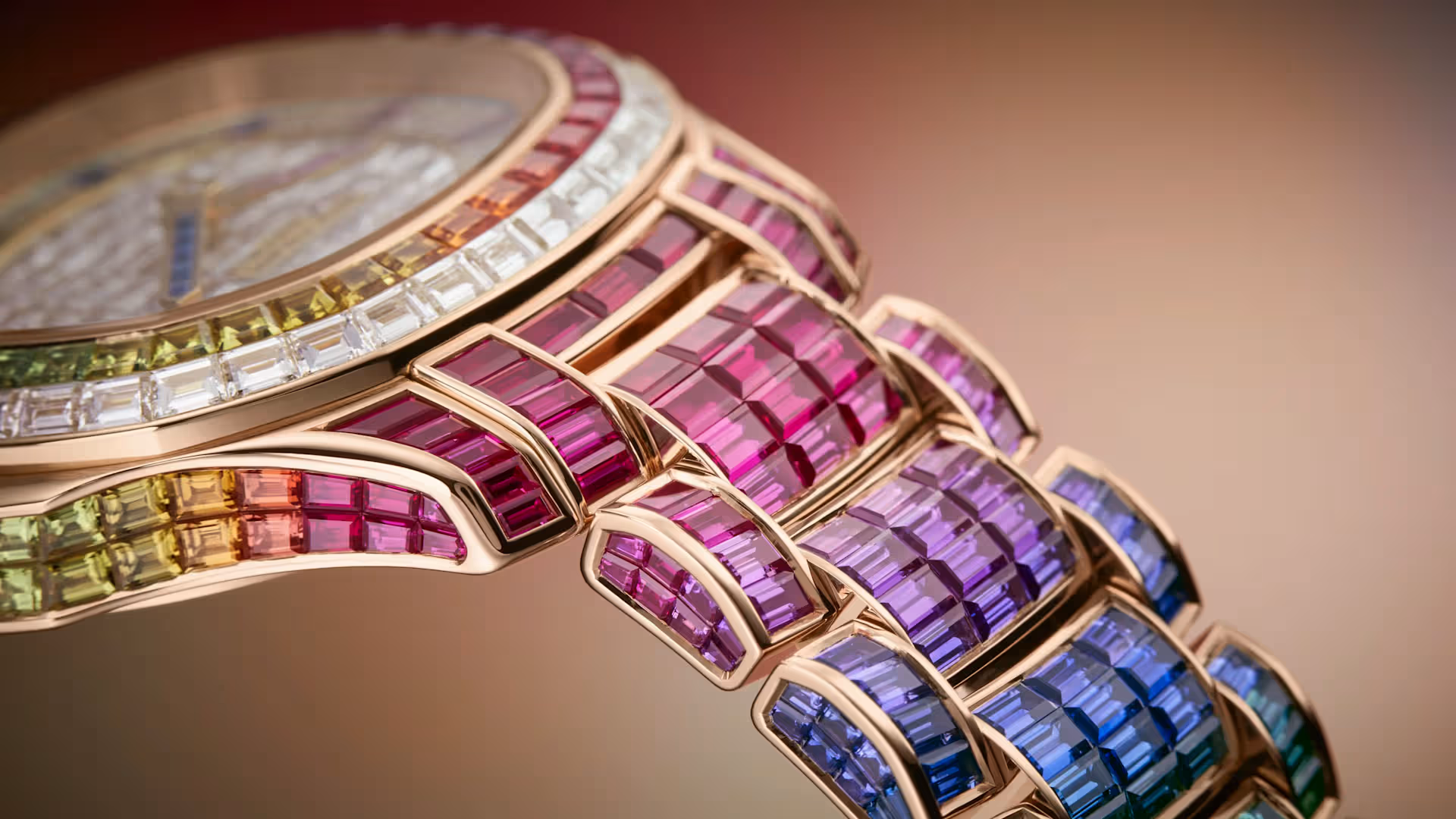 Sapphire back showing Patek Philippe caliber R27 movement