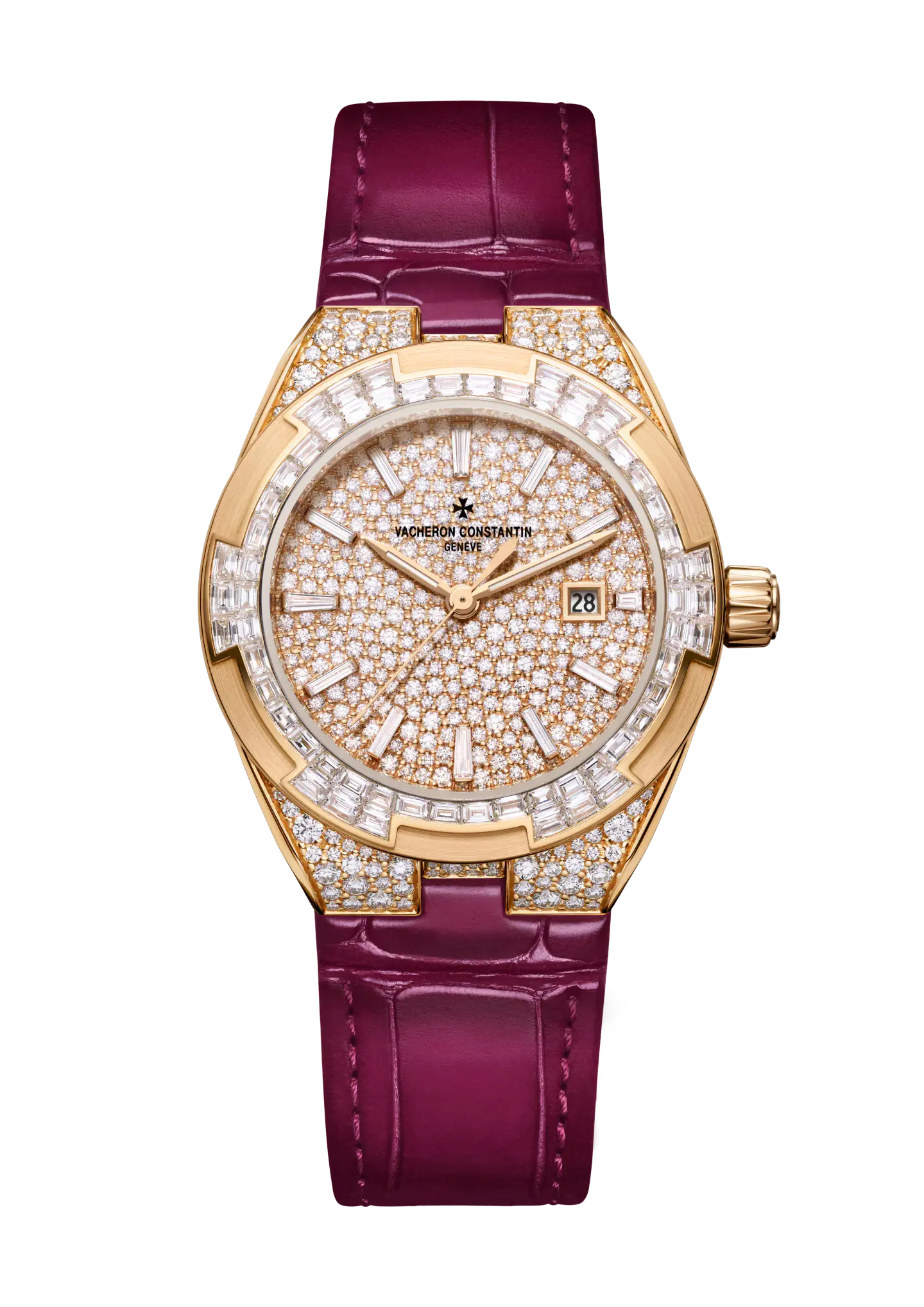 Overseas 35 mm high jewellery pink gold timepiece