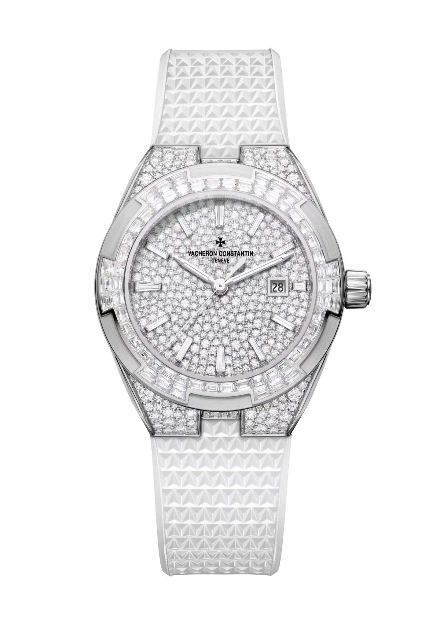 White rubber strap with diamond buckle