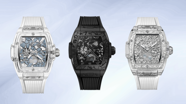 Hublot Spirit of Big Bang Impact Sapphire Jewellery with diamond-set sapphire crystal case and skeleton moonphase dial