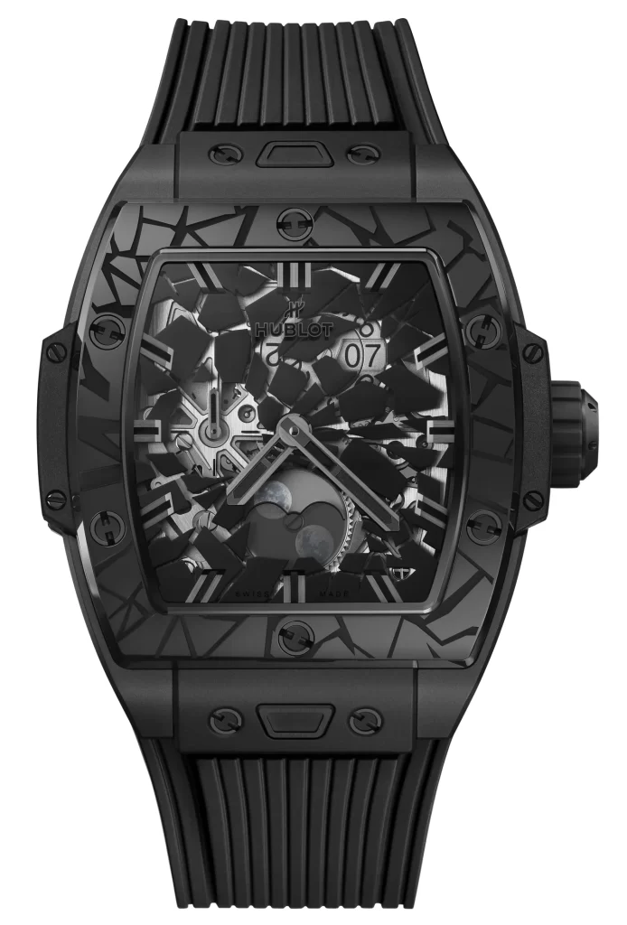 Hublot Spirit of Big Bang Impact All Black in microblasted black ceramic with engraved Impact motif bezel
