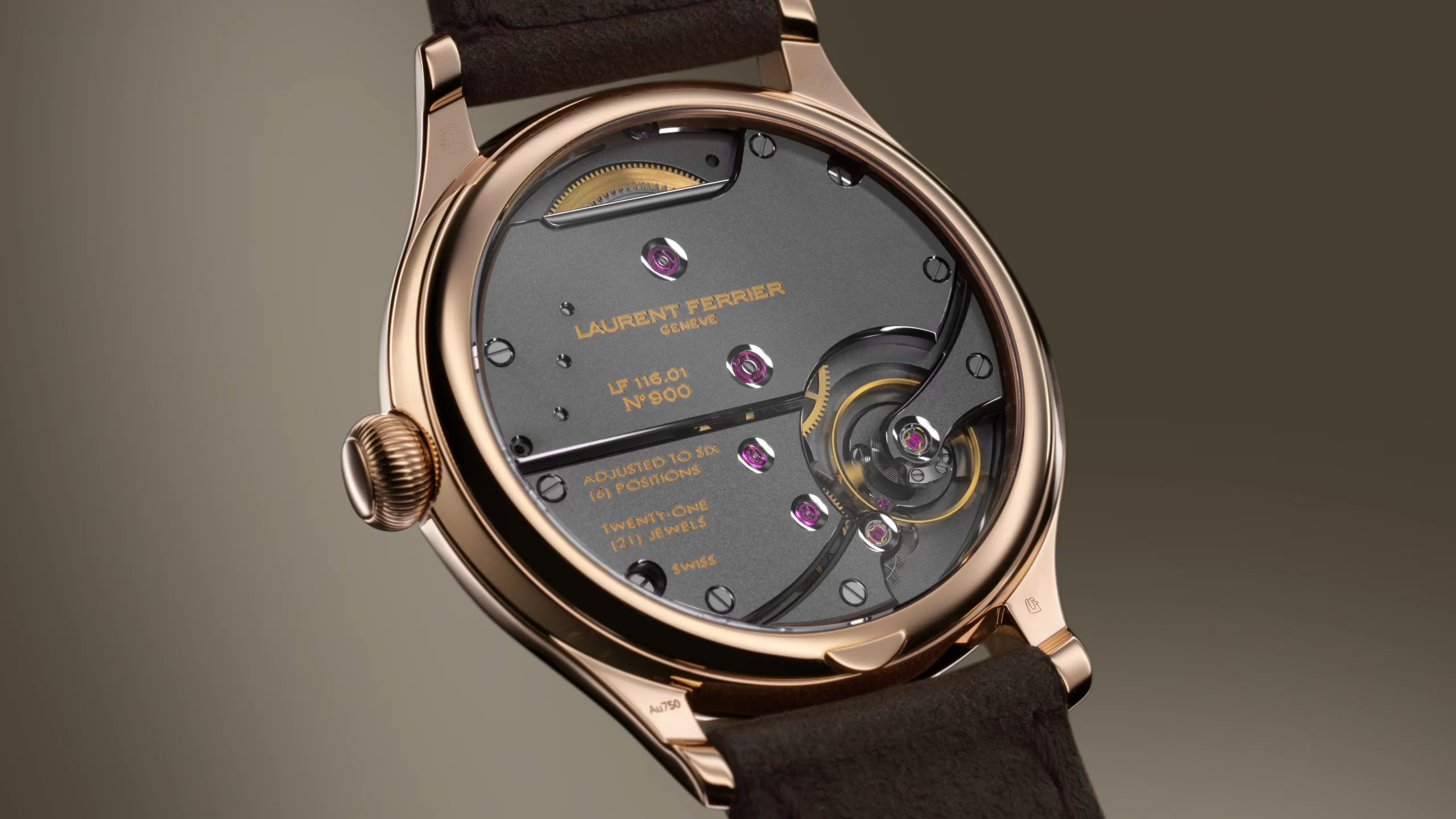 Laurent Ferrier Classic Origin Beige in 5N red gold with beige opaline dial and brown nubuck strap
